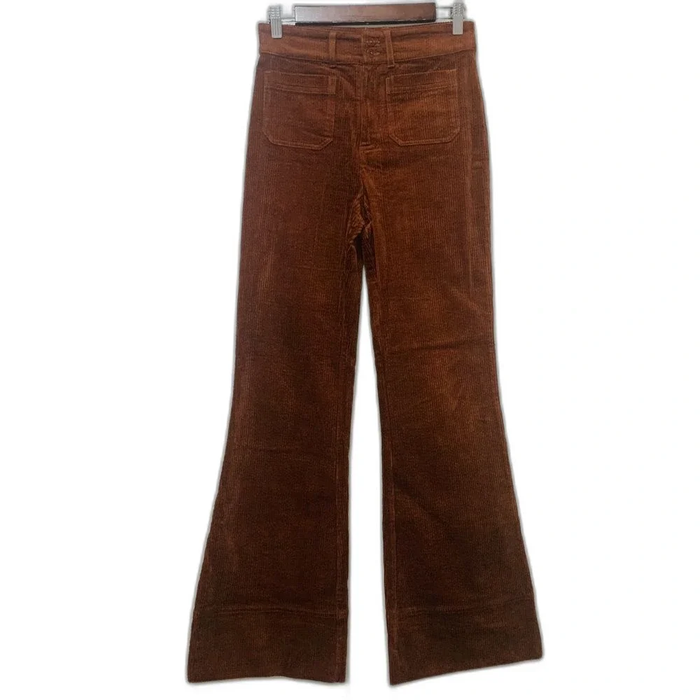 Faherty Brown Corduroy Flared Patch Pocket Pants size 26